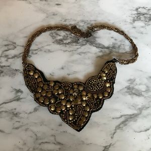 Black and Gold Sequin and Beaded Necklace